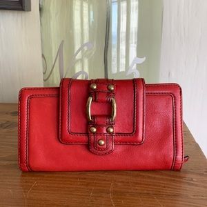 Gently used red leather Banana Republic wallet